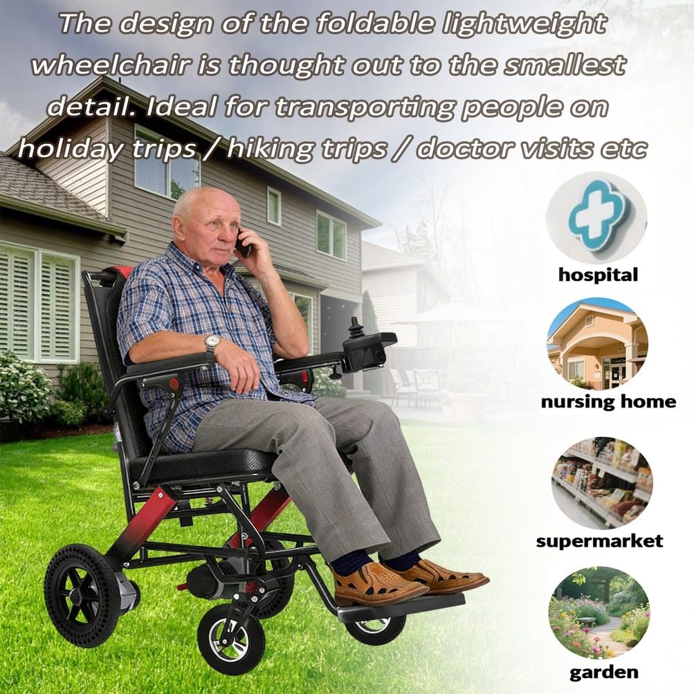 Silla De Ruedas Eléctrica Plegable Premium para Adultos, Diseño Ligero De Largo Alcance De 20 Millas, Silla De Ruedas Eléctrica Todoterreno para Personas Mayores, Paseo Suave Y Fácil Transporte