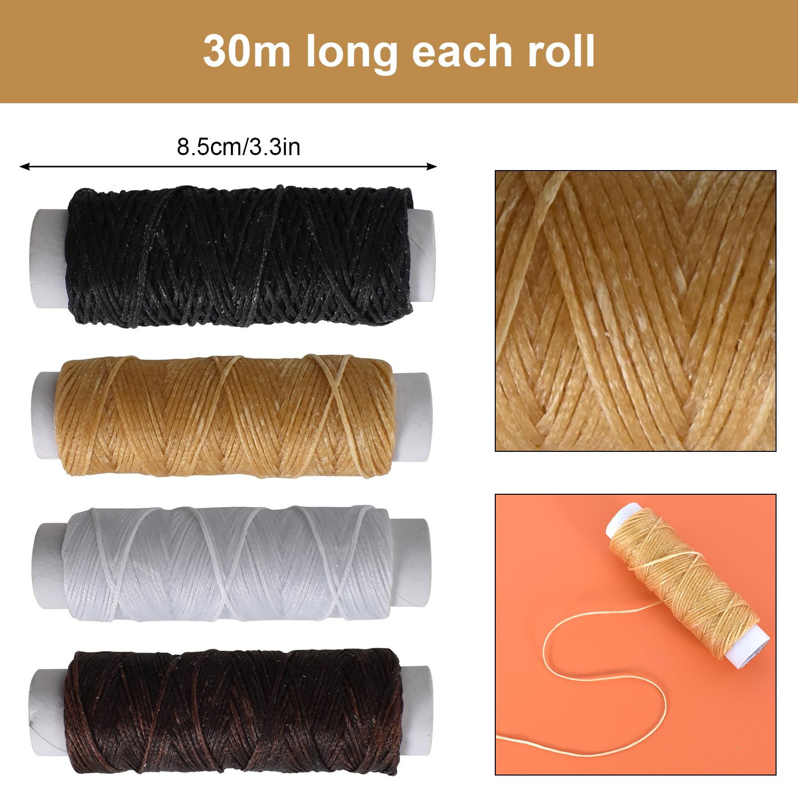 DecorDwell Set da Cucito in Pelle, Kit di Riparazione Tappezzeria, con Filo Cerato, Ago in Pelle, Punteruolo da Cucito, Ditale, Metro a Nastro e Custodia per Artigianato in Pelle