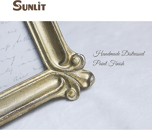 Miniatura 5 de Sunlit Marco de fotos vintage de 5 x 7 pulgadas, marcos de fotos antiguos de lujo con parte frontal de cristal, pantalla de fotos, colgar en la