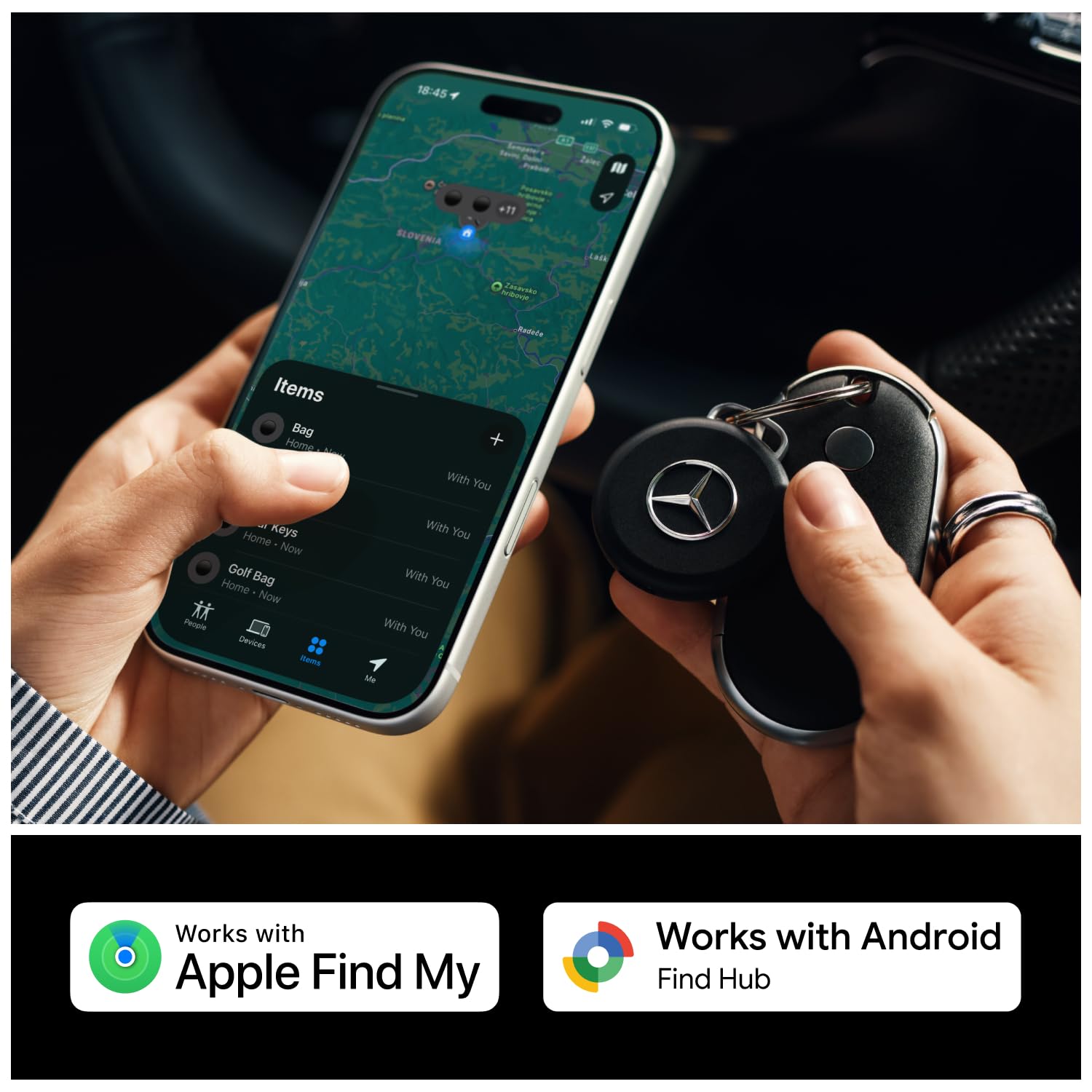 Chipolo LOOP Mercedes-Benz Edition Rechargeable Tracking Tag Item Locator for Keys Bags Apple Find My Android Find Hub