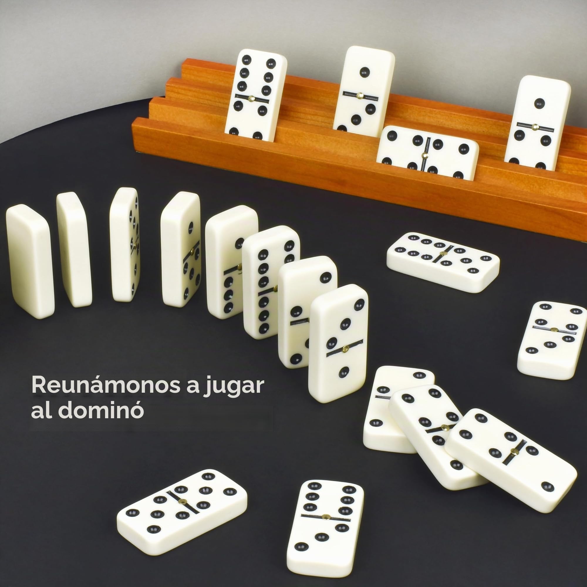 Queensell Juego de dominó para adultos - Dominó - Juegos de mesa clásicos, juegos familiares dobles de 6 dominó para niños y adultos - Juego de dominó estándar doble seis 28 azulejos con caja de