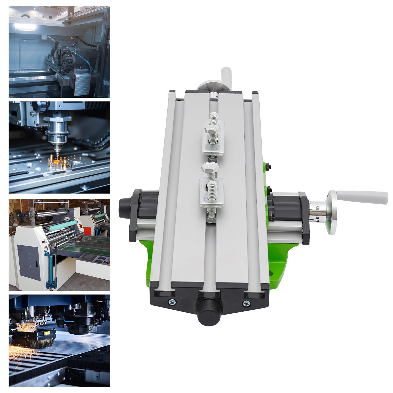 Kreuztisch FräStisch Maschine,Arbeitstisch üR FräSmaschinen,X-Y-Schiebetisch für Mini-Bohrmaschine Elektrische Halter, Aluminium PräZisions-Tisch, Modellbau Werkstatt, Weiß/GrüN