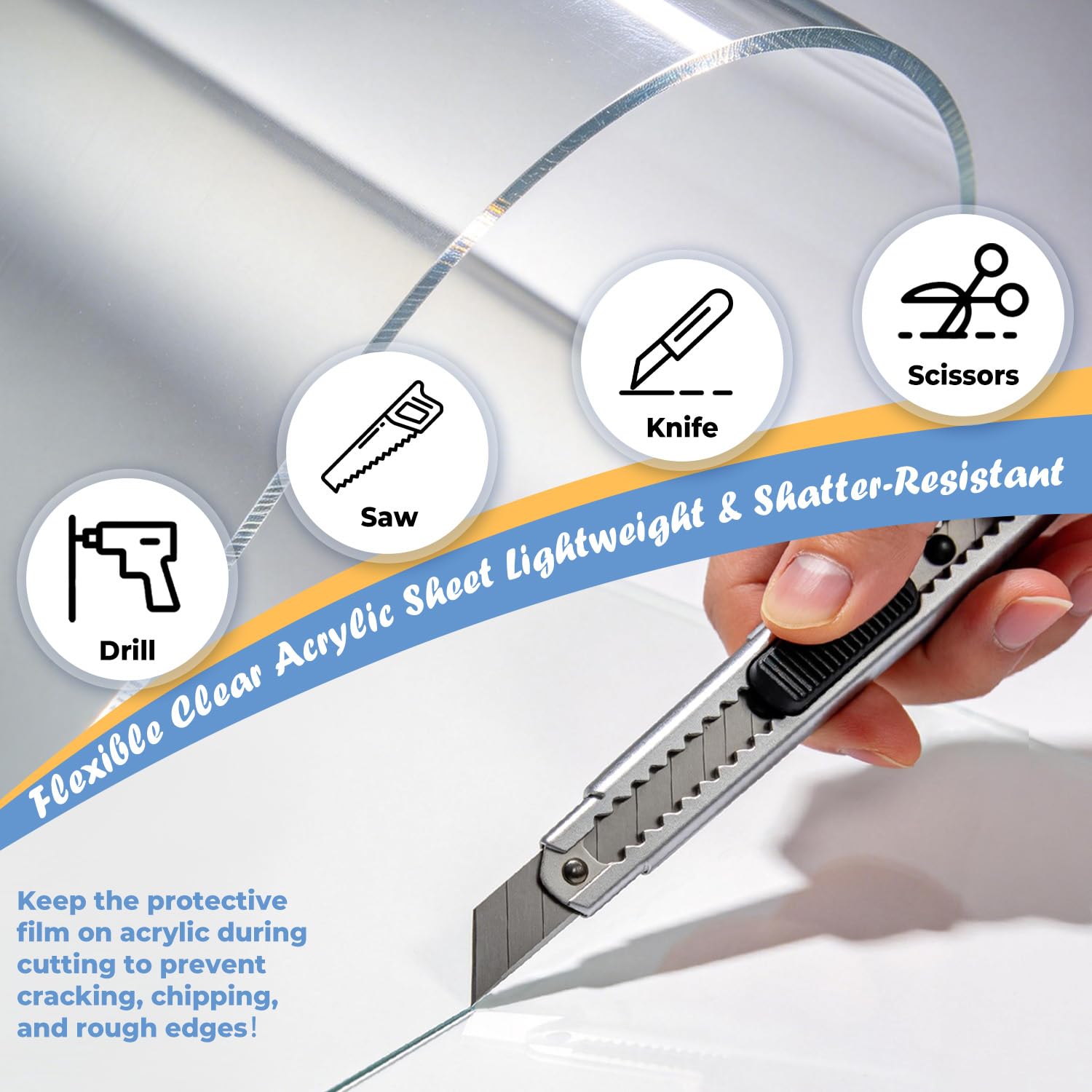 Clear Acrylic Sheets - 5 Pack, 1mm Thick -5