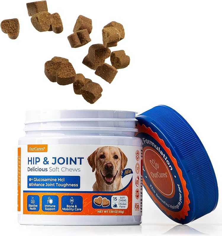 Suplemento para Cães com Glucosamina, Condroitina e MSM em Mastigáveis – OurCares, Pacote com 15