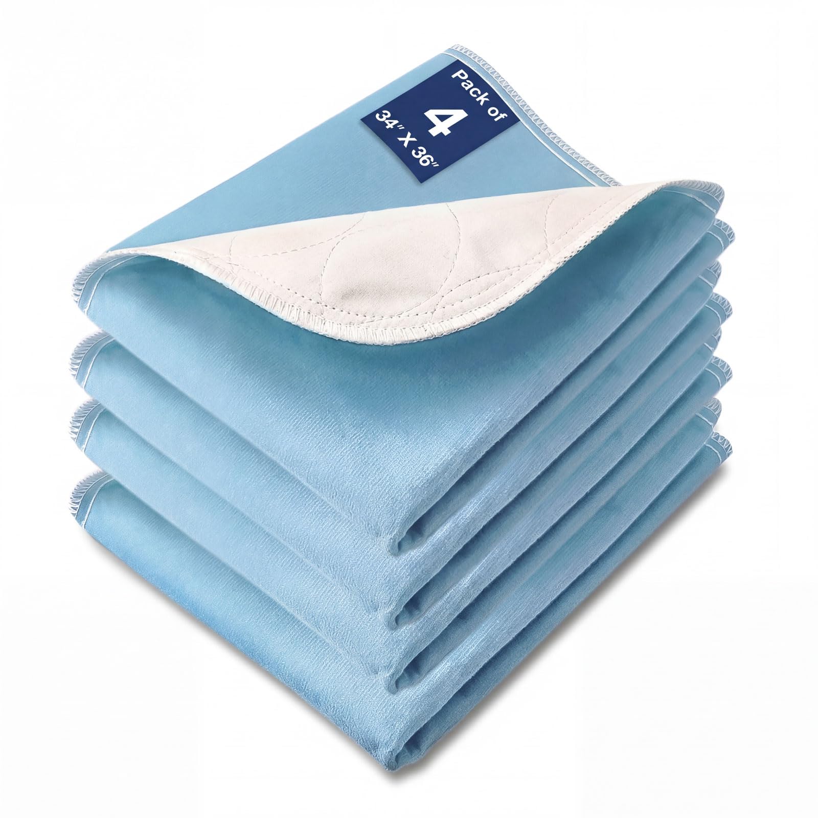Bed Pads Washable Waterproof, 34" x 36" (4 Pack) Incontinence Bed Pads, Waterproof Bed Pad &amp; Pee Pad, Perfect for Adults, The Elderly and Pets