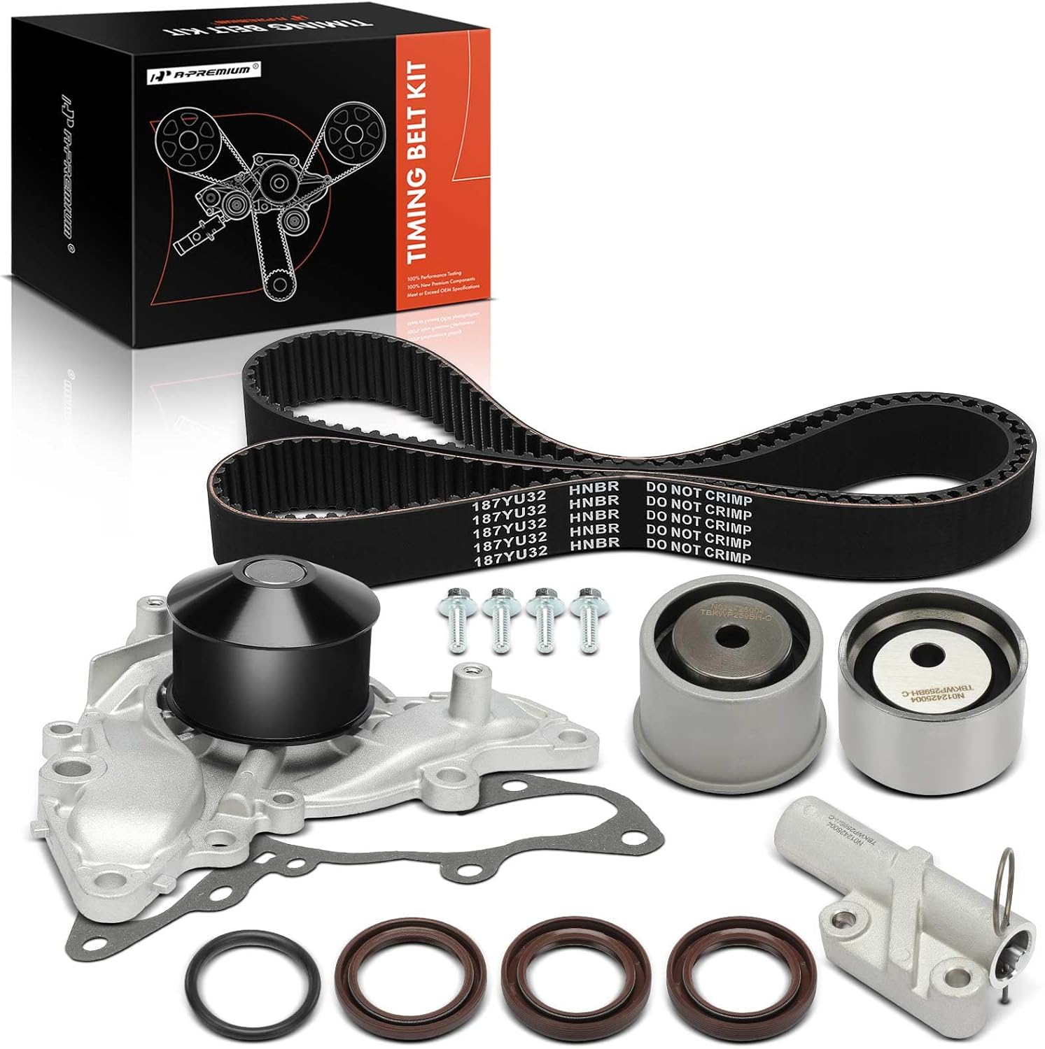 A-Premium Engine Timing Belt Kit with Water Pump Compatible with Chrysler Sebring 2001-2004 & Mitsubishi Galant 2000-2003, Eclipse 2000-2004 & Dodge Stratus 2001-2004 - 3.0L