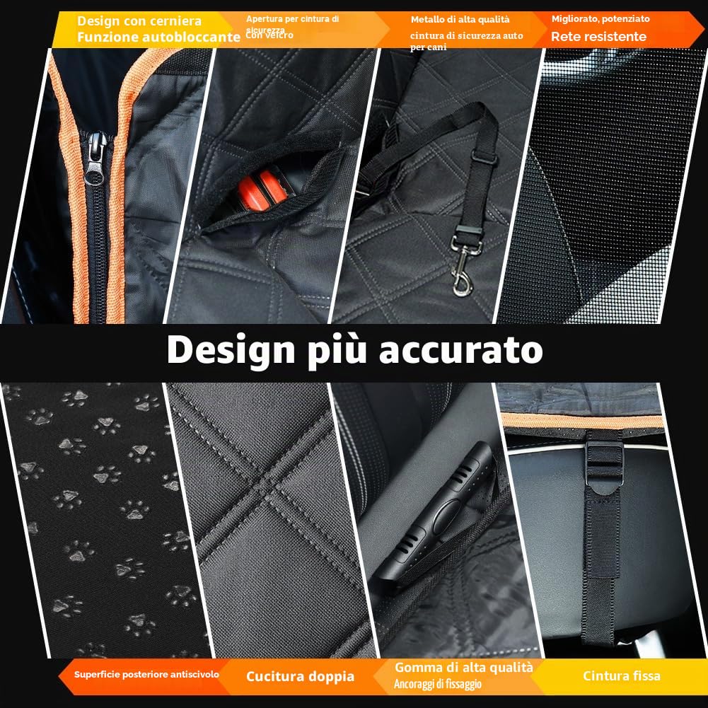 KYG Coprisedile per Cani Con Fondo Rigido, Estensore per Sedile Posteriore, Resistente, Antigraffio e Impermeabile, Telo per Auto e SUV Nero Arancione 132×62×40cm