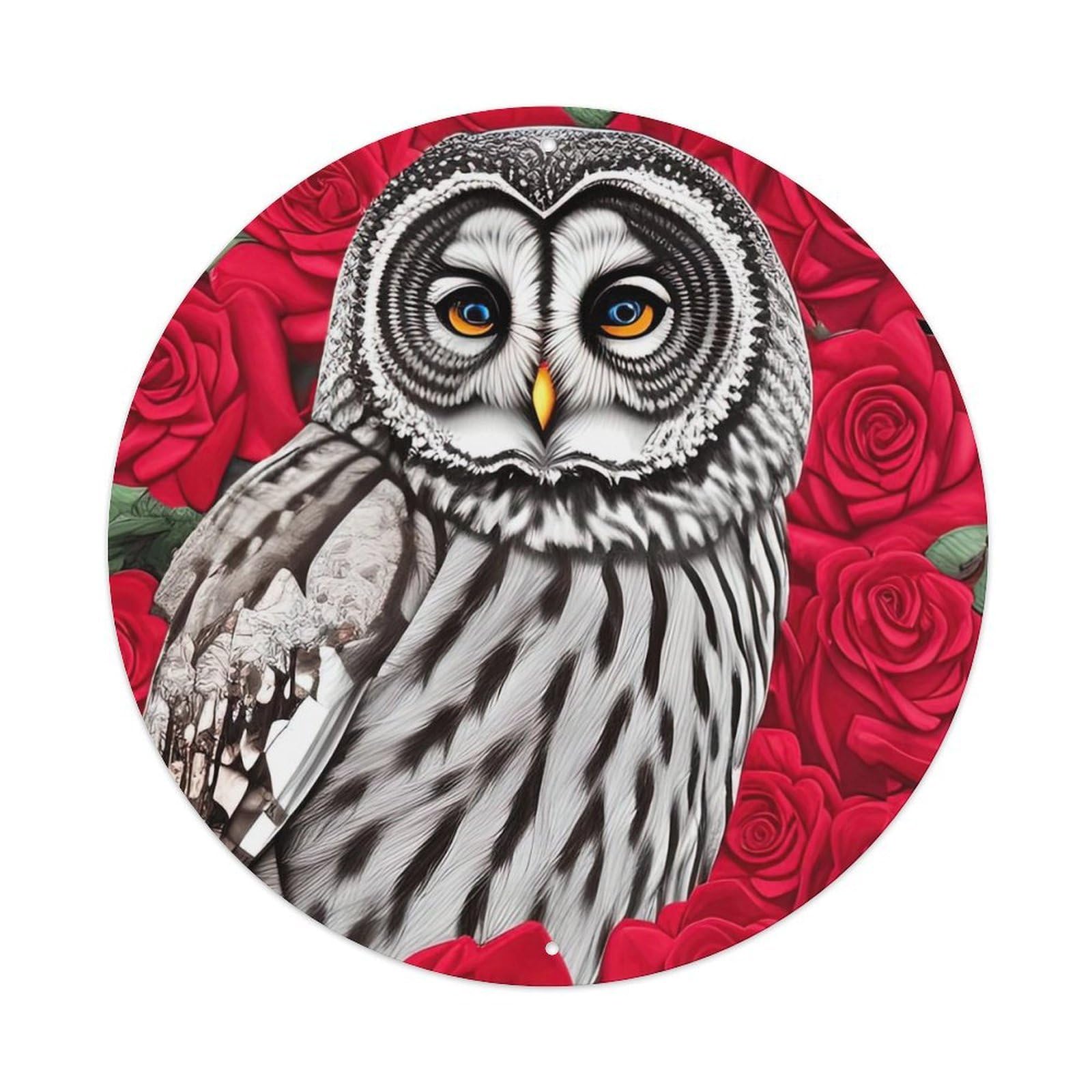 Animal Owls And Roses Metal Tin Sign
