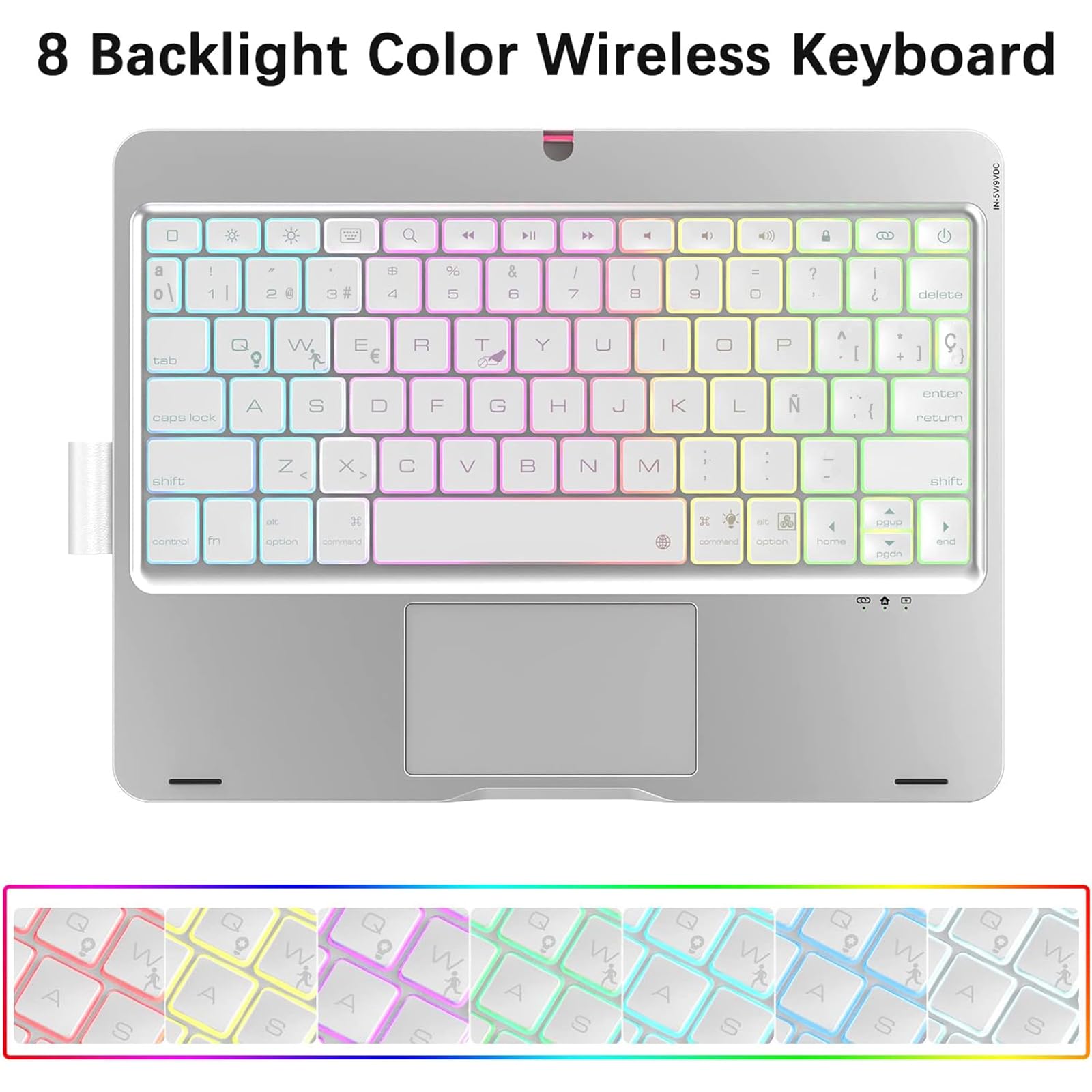 Funda con Teclado Español Rotación 360° para iPad Air 11" M2/M3/M4 (2026),Air 4/5 10.9", iPad 10th /11th A16, iPad Pro 11" (2018-2022),Retroiluminado,Trackpad Click-Plateado