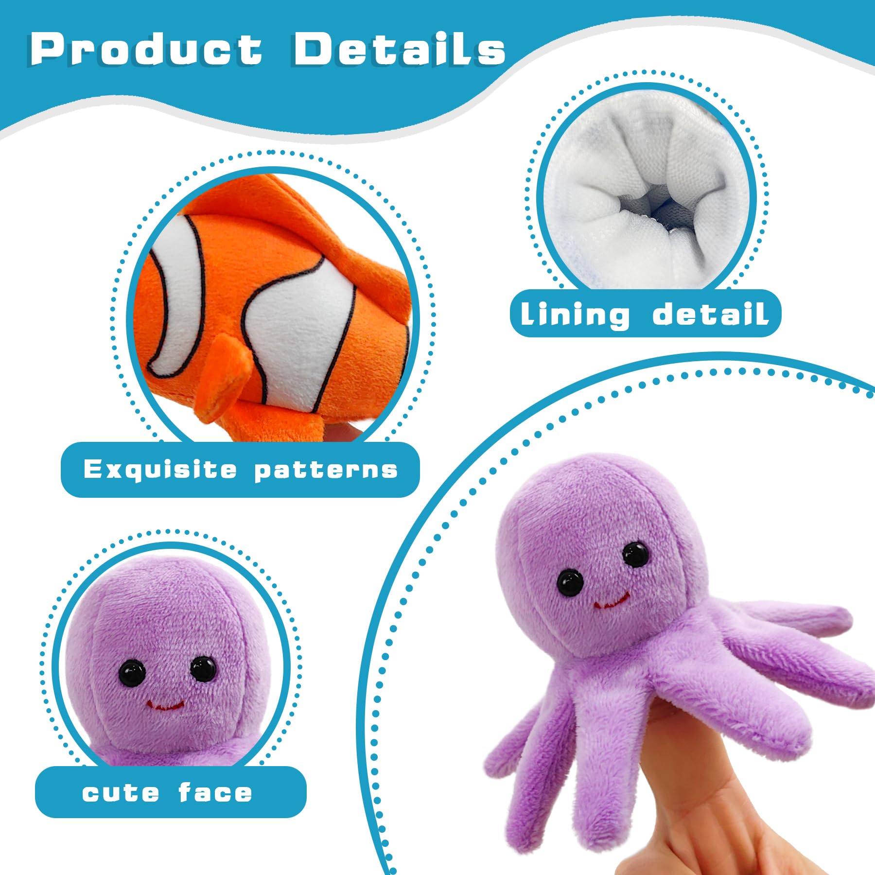 JUSTQUNSEEN 6pcs Finger Puppets Set - Image 2