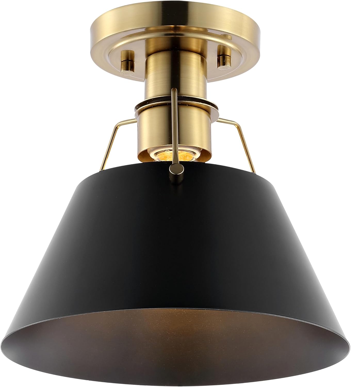 SAFAVIEH Lighting Collection Mazelle Industrial Farmhouse Black/Brass Flush Mount (LED Bulbs Included)