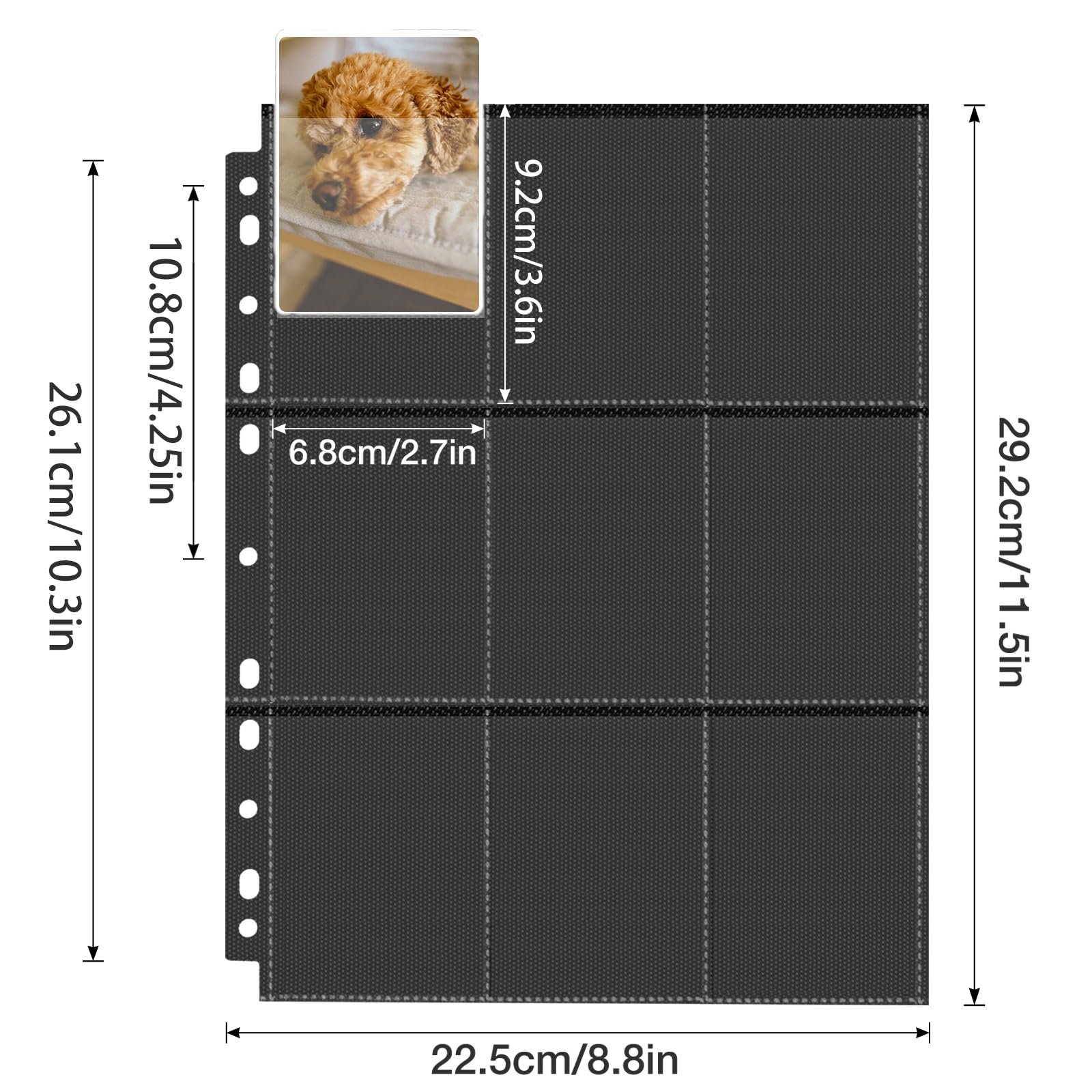 PESLNG Manicotti per carte collezionabili, Nero 40 pagine 720 manicotti per carte collezionabili per cartelle di dimensioni standard, fogli trasparenti neri per una varietà di raccoglitori ad anelli