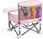 PandaEar Portable Baby Seat Travel Chair for Girls| Compact Fold with Straps for Indoor/Outdoor Use| Great for Camping, Beach, Lawn |Toddlers, Kids (Pink)