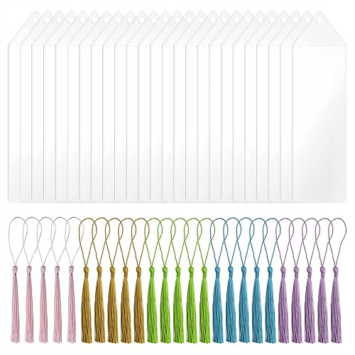 Fundas de marcador de plástico con borlas Penta Angel 15 piezas Vinilo transparente en blanco tiras para fotomatón con agujero para etiquetas de