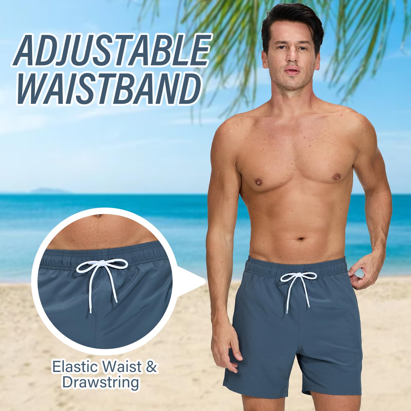 Aisprts Pantaloncini Mare Uomo Asciugatura Veloce Calzoncini da Beach Costume da Bagno Uomo Boxer Mare Fodera Rete con Taschino e Coulisse