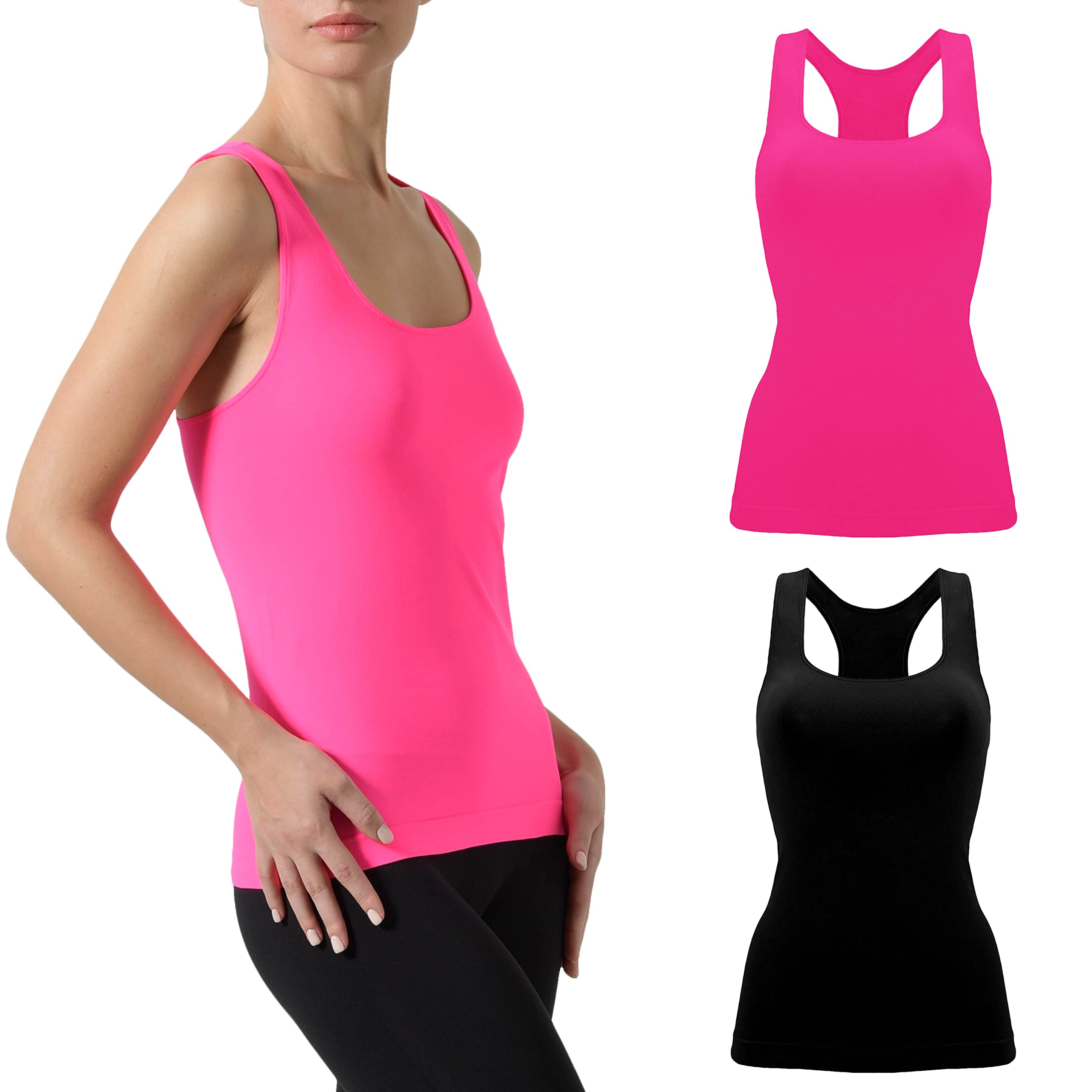 Risalti Camisetatirantes Mujer Gym 2 Pcs - Camiseta Deporte Mujer Microfibra Transpirable, Ropa Deportiva Mujer, Camiseta Tirantes, Camiseta Running Mujer, Camiseta Gym Sin Costuras - Made In Italy
