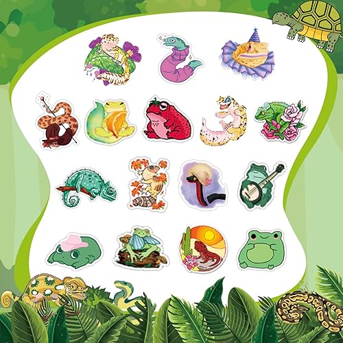 Miniatura 3 de 200 calcomanías de reptil, 50 calcomanías de rana, 50 calcomanías de lagarto, 50 calcomanías de gecko, 50 calcomanías de serpiente para laptop,