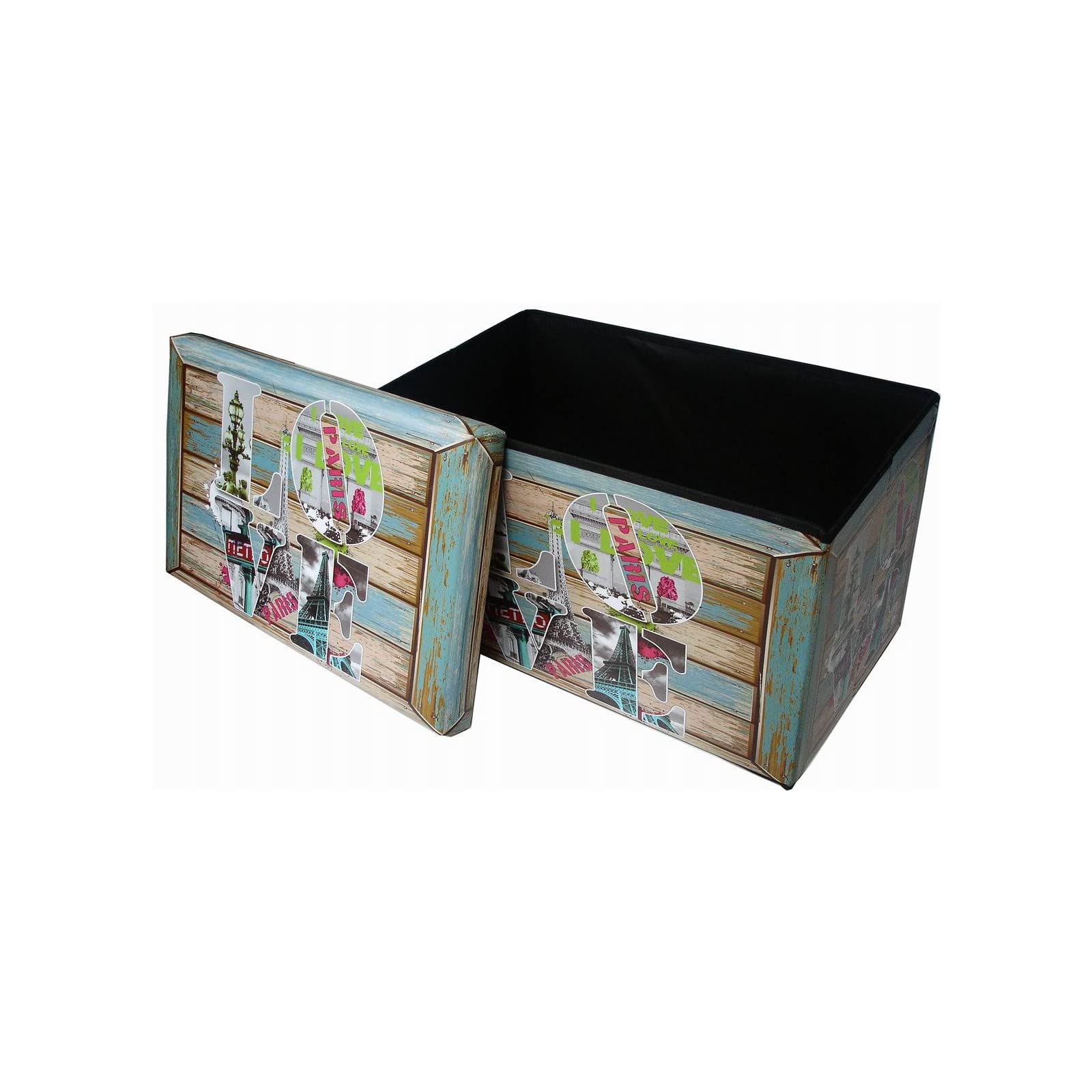 Biscottini Puf contenedor para niños y adultos 60 x 35 x 35 cm | Cajas de almacenamiento con tapa | Puf contenedor cuadrado con decoraciones