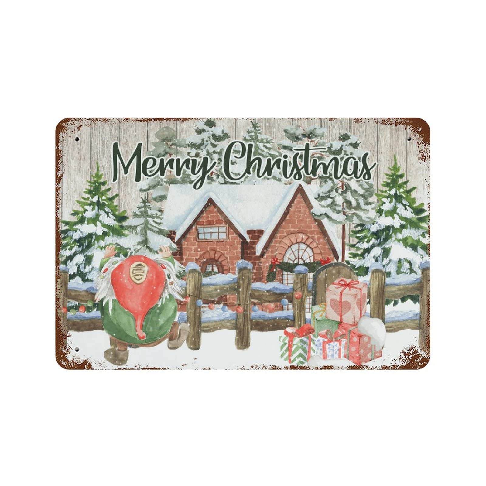 Plaque en métal Merry Christmas pour habiller un mur vide à Noël 30x45