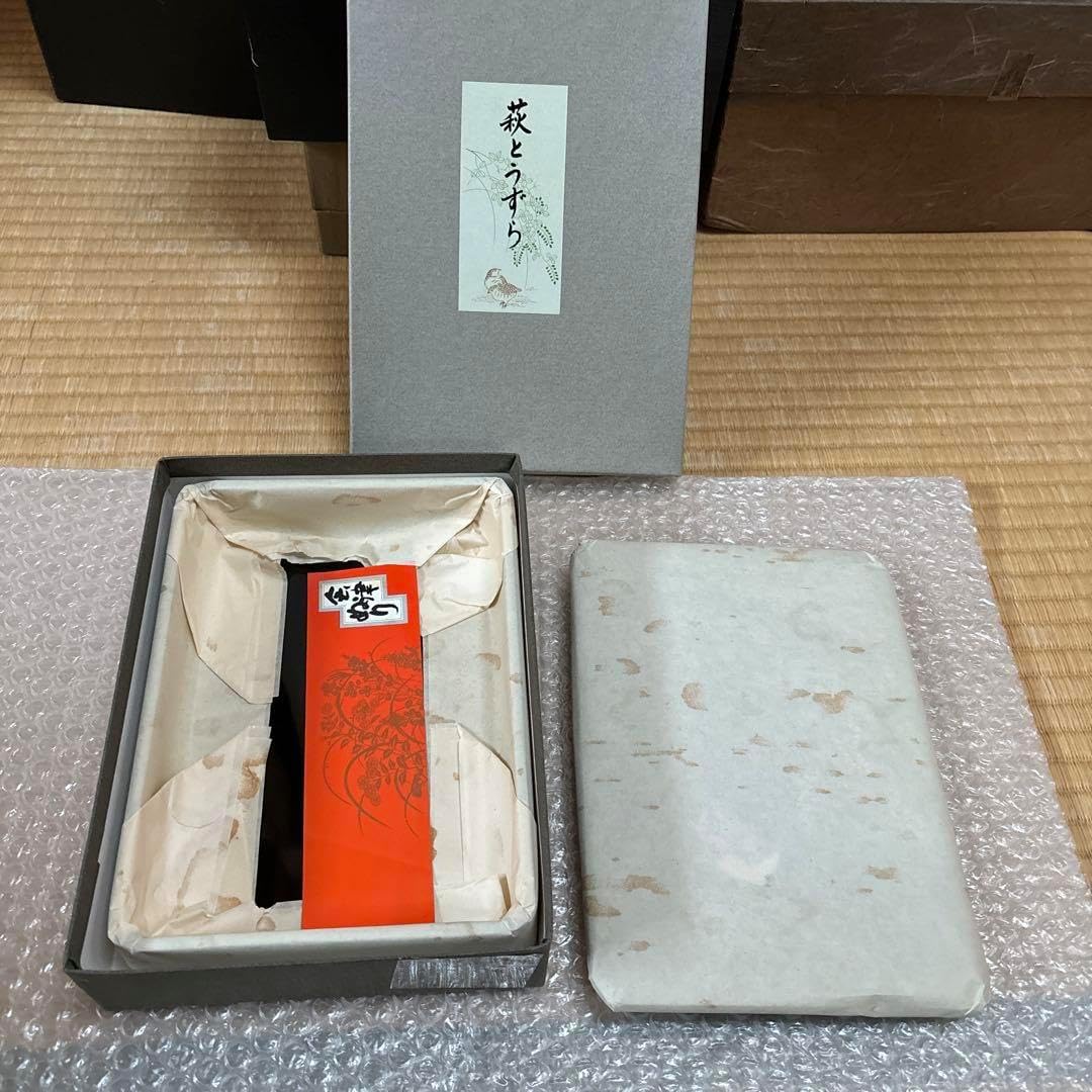 会津塗り文箱 萩に鶉 匂っ 金彩 合口文庫 横25×縦31×高8㎝ 