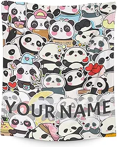 Personalized Panda Blanket Gifts with Name - 30"x40" Cute Throw Blanket for Kids, Adults - Black Soft Fuzzy Blankets for Couch & Sofa