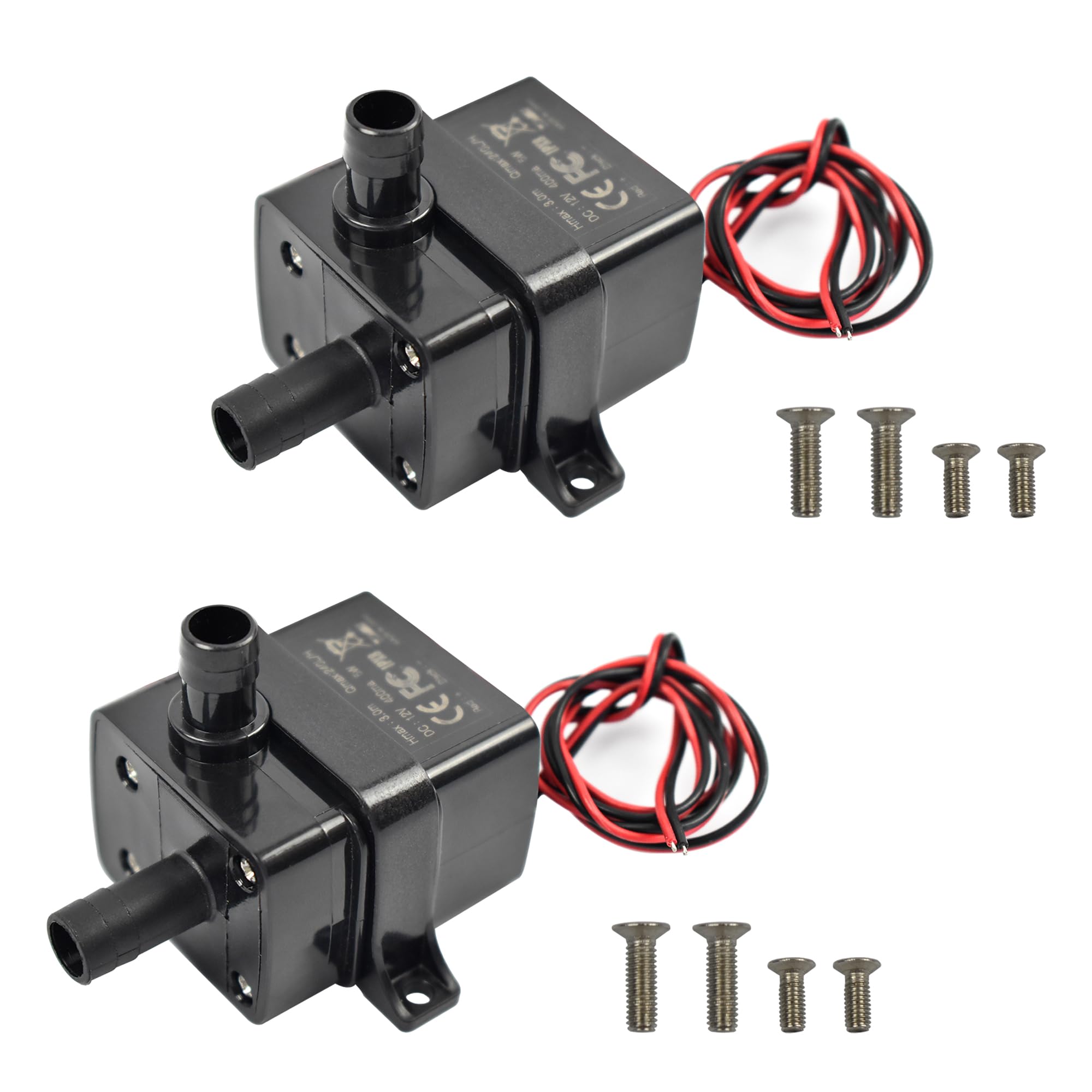 CONQUERALL 2PCS Solar Fountain Pump DC 12V 63GPH 9.8ft 5W Submersible for for Air Conditioner Condensate Drainage