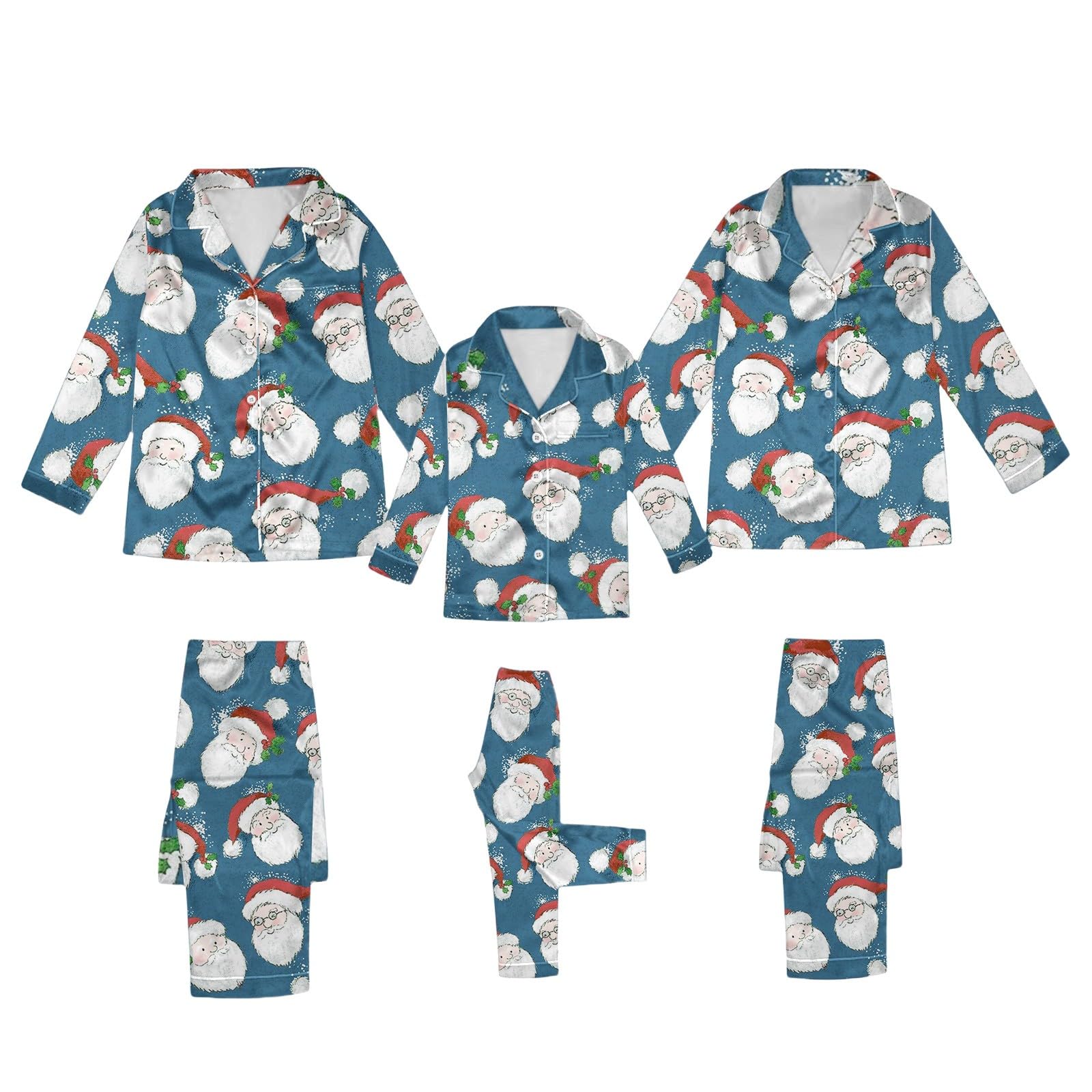 Silk Stain Family Pajamas Matching Sets 2025 Button Down Shirt and Pants Silky Xmas Pjs Jammies for Family Pictures