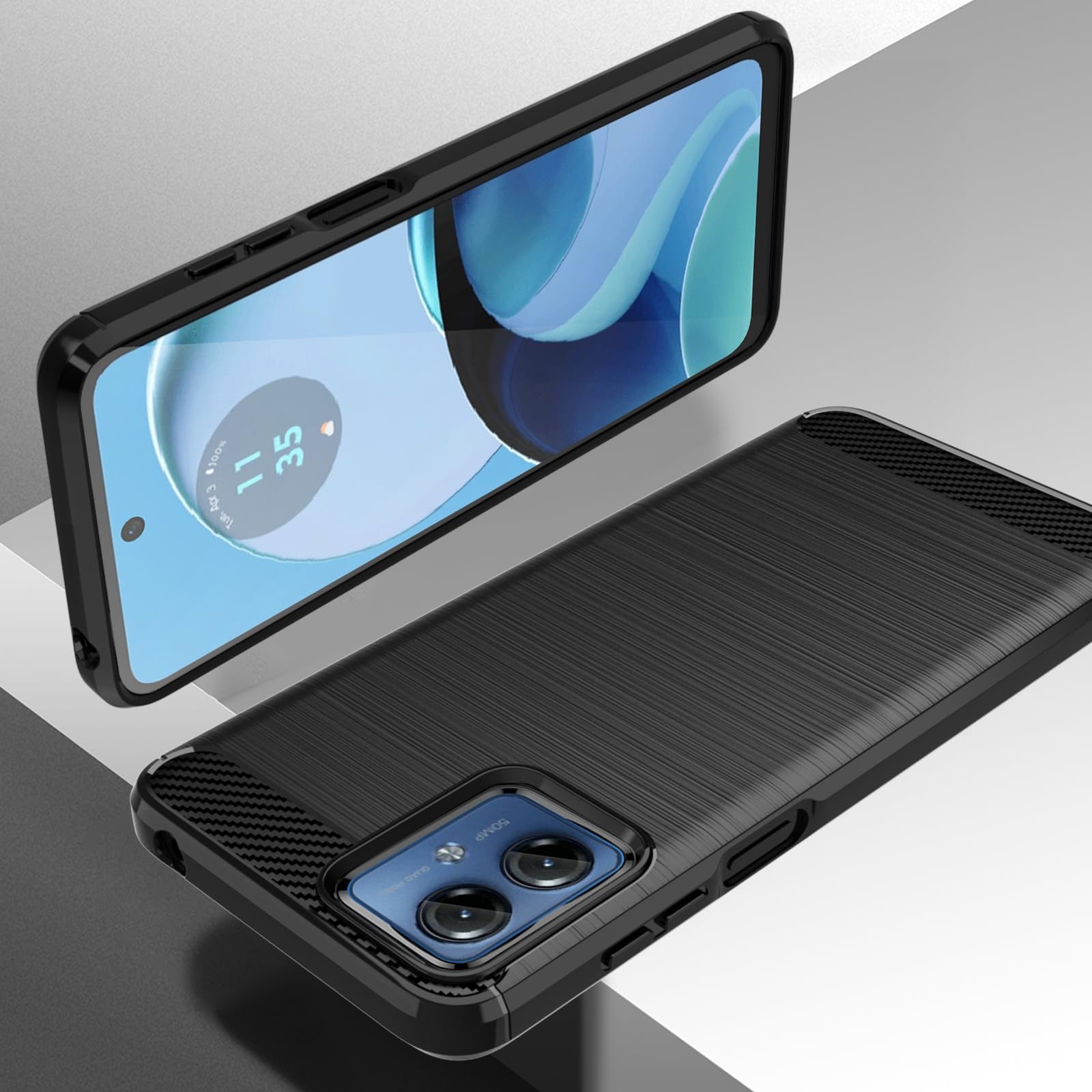 SCL Handyhülle Für Motorola Moto G14 - Carbon Design, Stoßfest, Schwarz, Mit Stylischem Look
