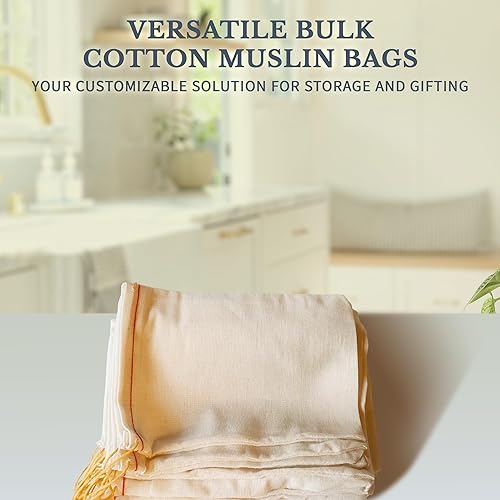 Miniatura 7 de Dobladillo de muselina de algodón bolsas 3x 5inch (7x 12cm), color rojo y naranja cordón 25Count Pack