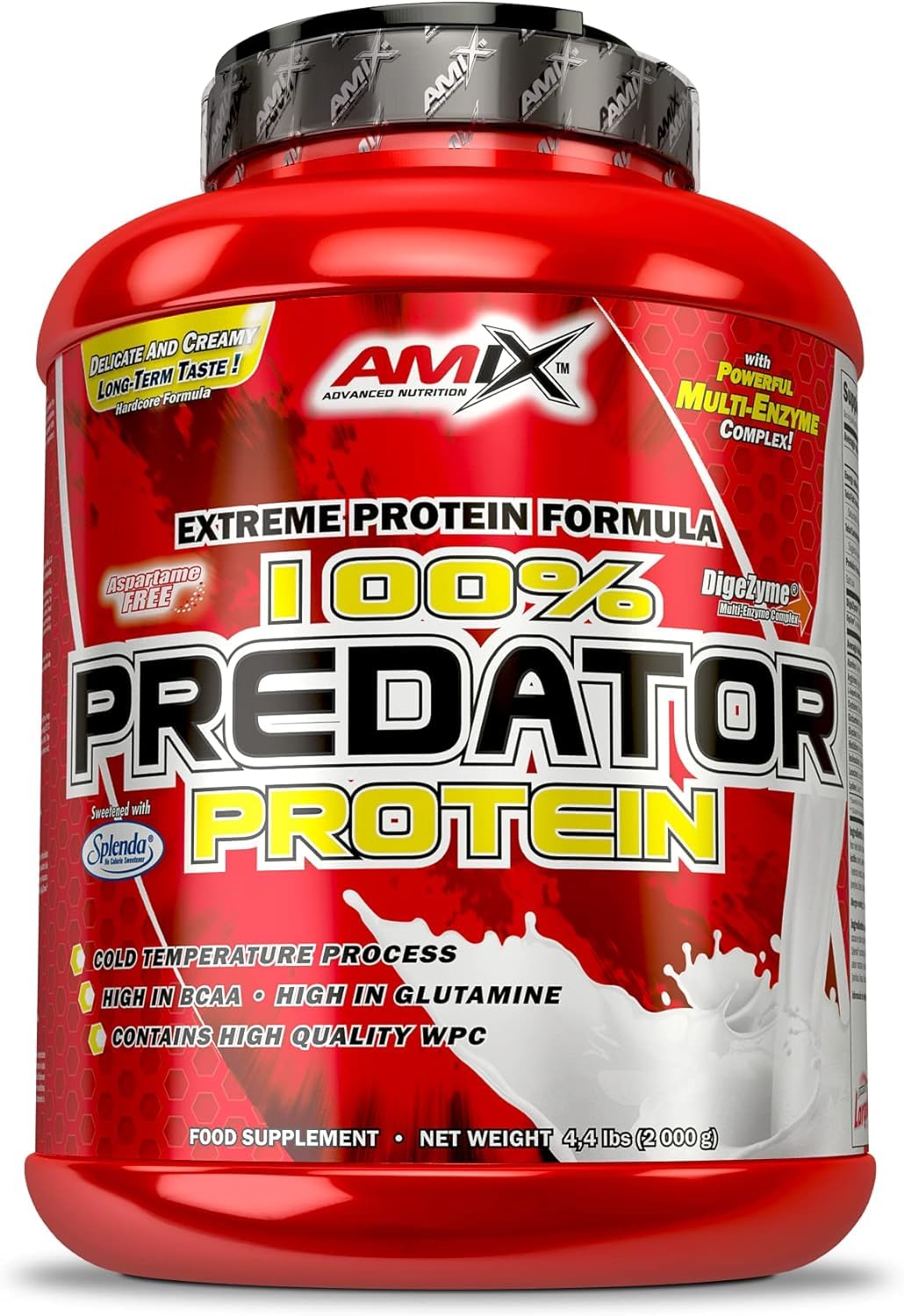 AMIX Predator Protein Proteinpulver Molkenprotein mit Verdauungsenzymen und BCAA / L-Glutamin – Schokoladengeschmack, 2 kg