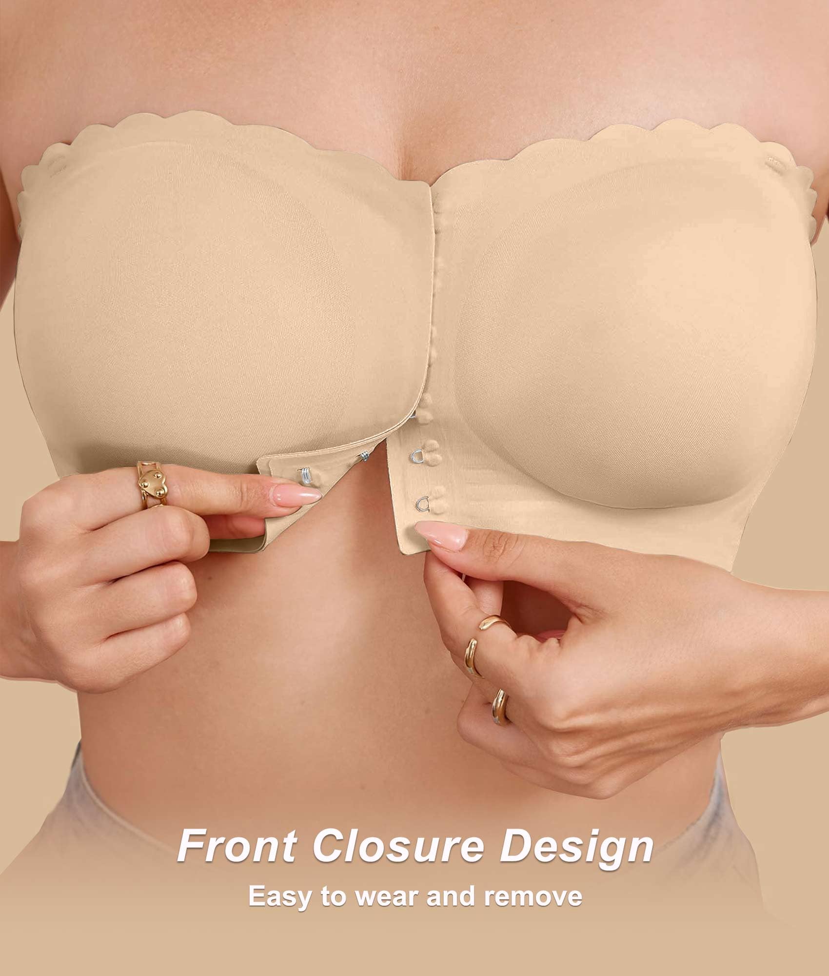 CheChury Sujetador sin Tirantes sin Aros Bandeau Top Push up para Mujer Comodos Sujetadores Tallas Grandes Multifunción Ajustables Bralette Invisible Reductor Costuras Básico Soporte Antideslizante