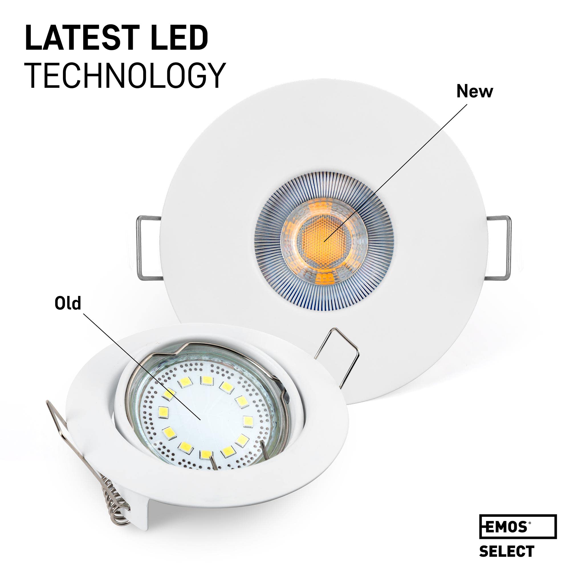 EMOS Exclusive Spot LED Encastrable exterieur, étanche IP44, 5 Watt, 370 Lumen | LED spot Salle de Bain, locaux humides, blanc chaud 3000K | Lot de 3 Spot encastrable extra plat rond, blanc