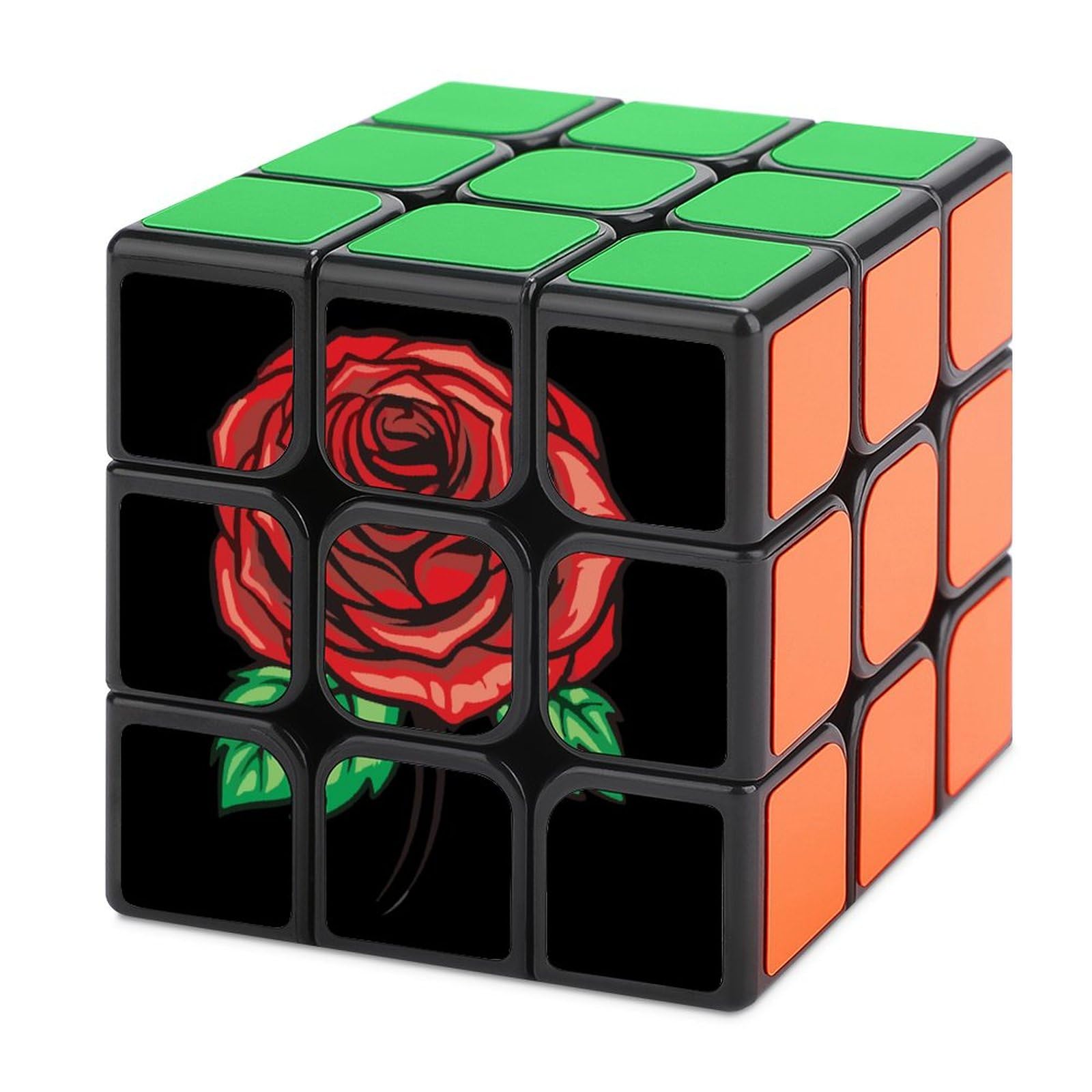 Vinage Red Rose Funny Speed Cube Turning Speedly Smoothly Magic Cubes 3x3 Puzzle Box for Men Women