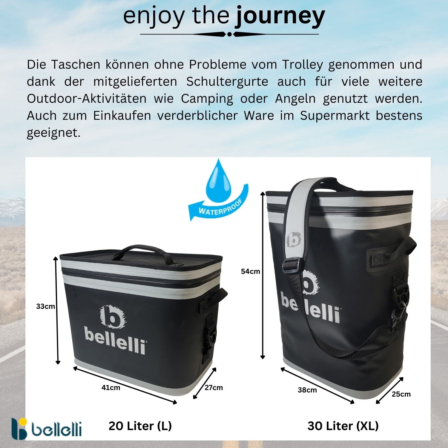 Red Loon by Bellelli Fahrrad Einkaufstrolley - B-Tourist L+XL - Fahrradanhänger Mit Kühltaschen 20+30 Liter - Outdoor Picnic Trolley