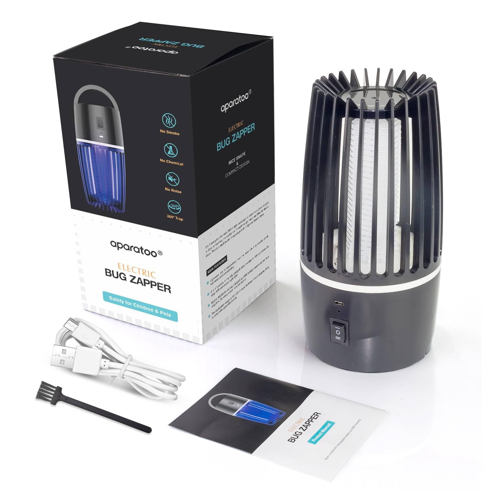 Lampada Antizanzare Elettrica, 4200V UV Zanzariera Elettrica Impermeabile IPX4, Lampada Anti Insetti Ricaricabile Trappola per Insetti, per Casa Giardino Interno Esterno Cucina