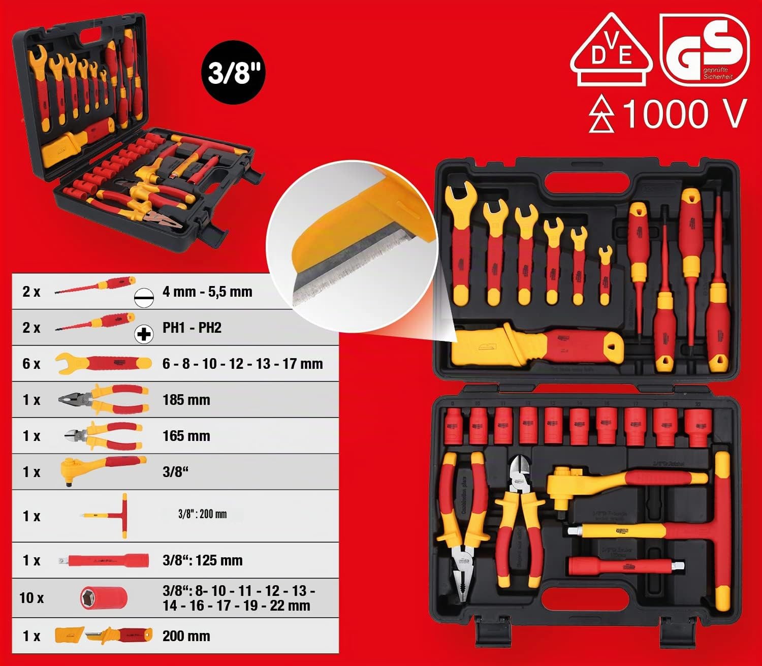 KS TOOLS Jeu d'outils isolés pour véhicules hybrides et électriques, 26