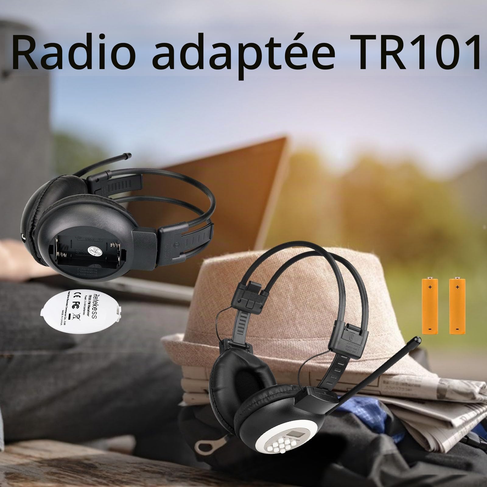 Retekess TR101 Casque Radio FM, Petite Radio a Pile, Récepteur FM pour l'Interprétation Simultanée dans Les Grandes Conférences pour Étudiant, Cadeau de Noël