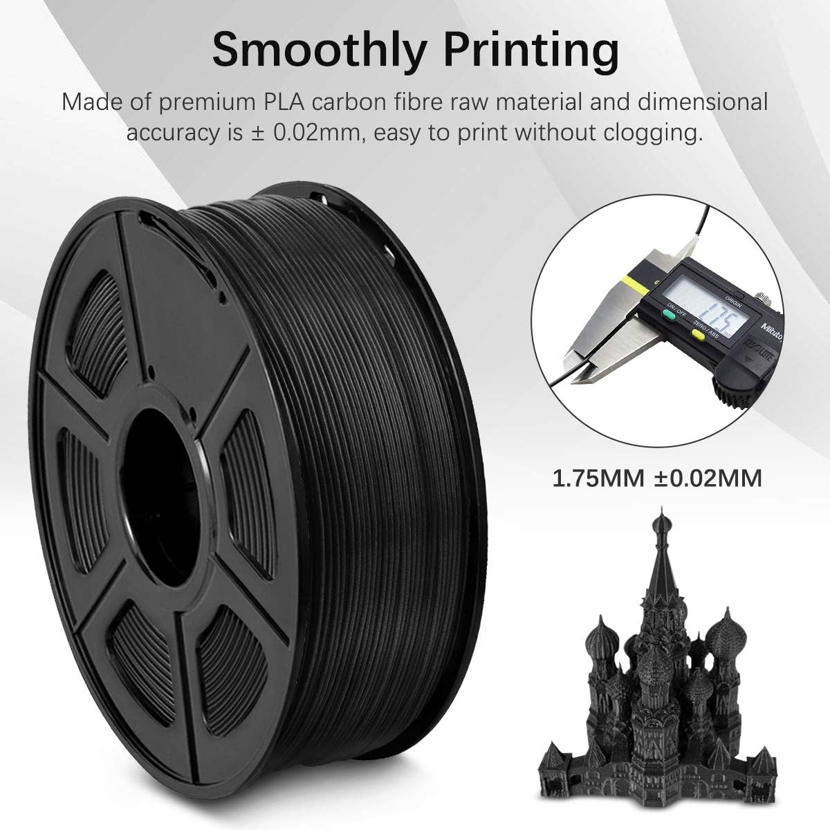 Glow 3D Printer PLA Filament (Light Black)