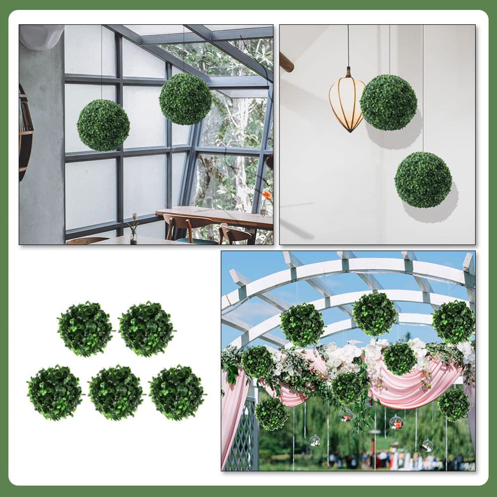 Angoily Topiary Ball 5pcs Artificial Plant Topiary Ball Faux Boxwood Decorative Balls Ornament for Backyard Balcony Garden Wedding and Home Decor 12cm Faux Plants Outdoor