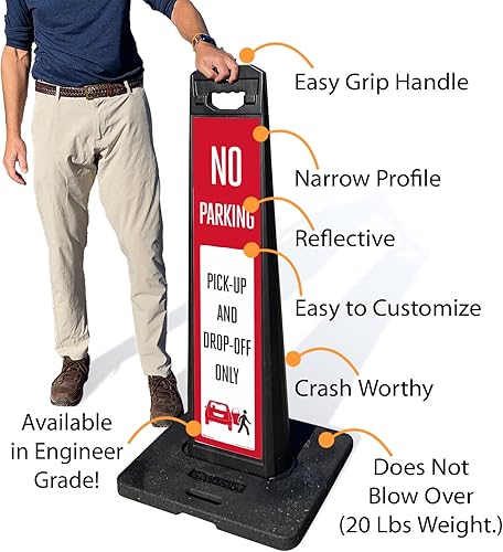 Miniatura 2 de SmartSign LotBoss - Kit de letrero de no estacionamiento con base de goma, doble cara, 7.875 x 35.5 pulgadas, letrero reflectante de grado de