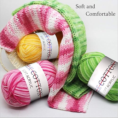 Miniatura 5 de 6 rollos de hilo acrílico, madejas grandes de colores surtidos, perfectas para tejer ganchillo y manualidades, estilo 2