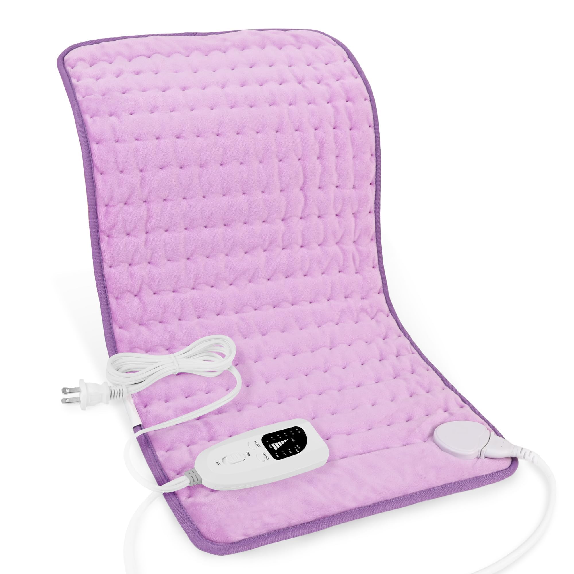 Deepsoon Electric Heating Pad,6 Heat Settings for Office Home (Lightpurple, 24"x12"),Heating Pad for Back Shoulders Abdomen,Timer Settings and Auto Shut Off,Birthday Gifts for Women Men