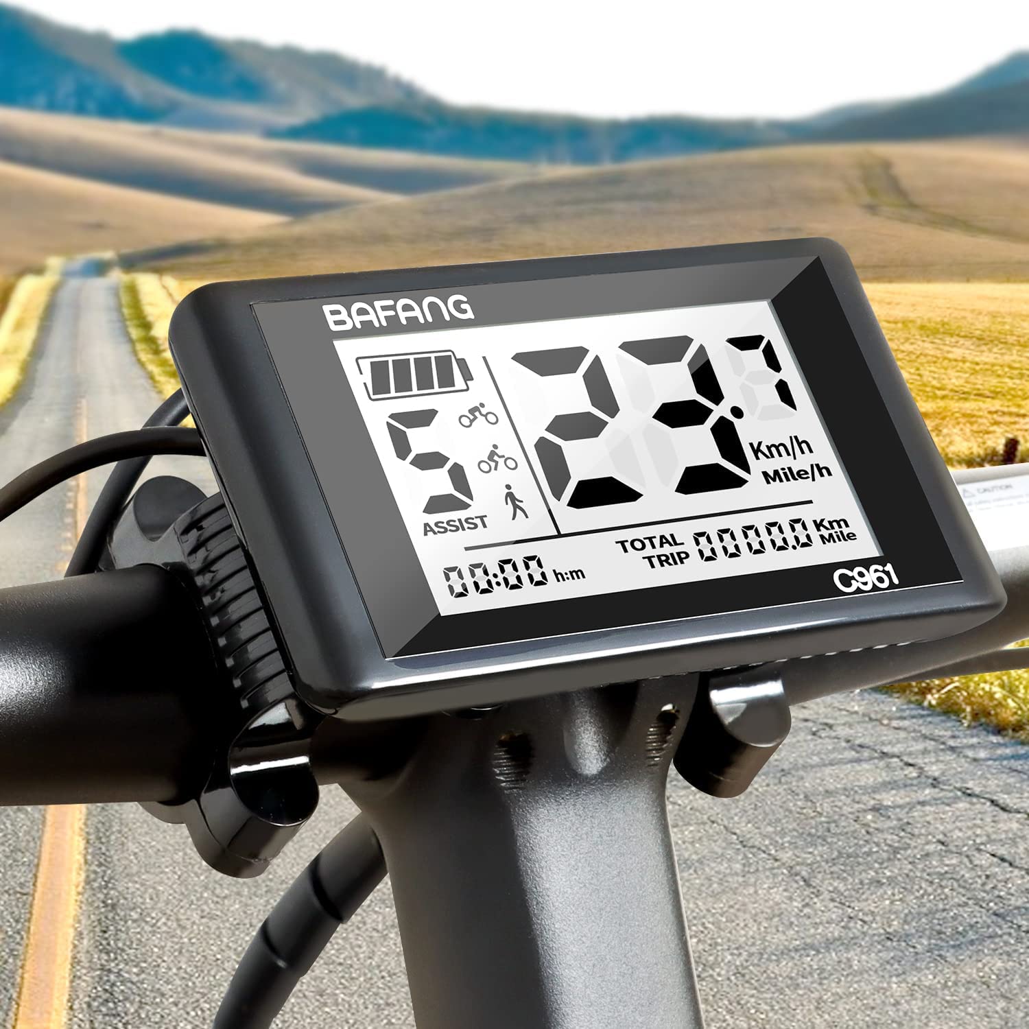 eBike Display C961 para BBS01B BBS02B BBSHD 8fun Mid-Drive Motor Bicicleta eléctrica Impermeable Bicicleta Ebike Ordenador Velocímetro con protocolo Pas Hub Motor Display