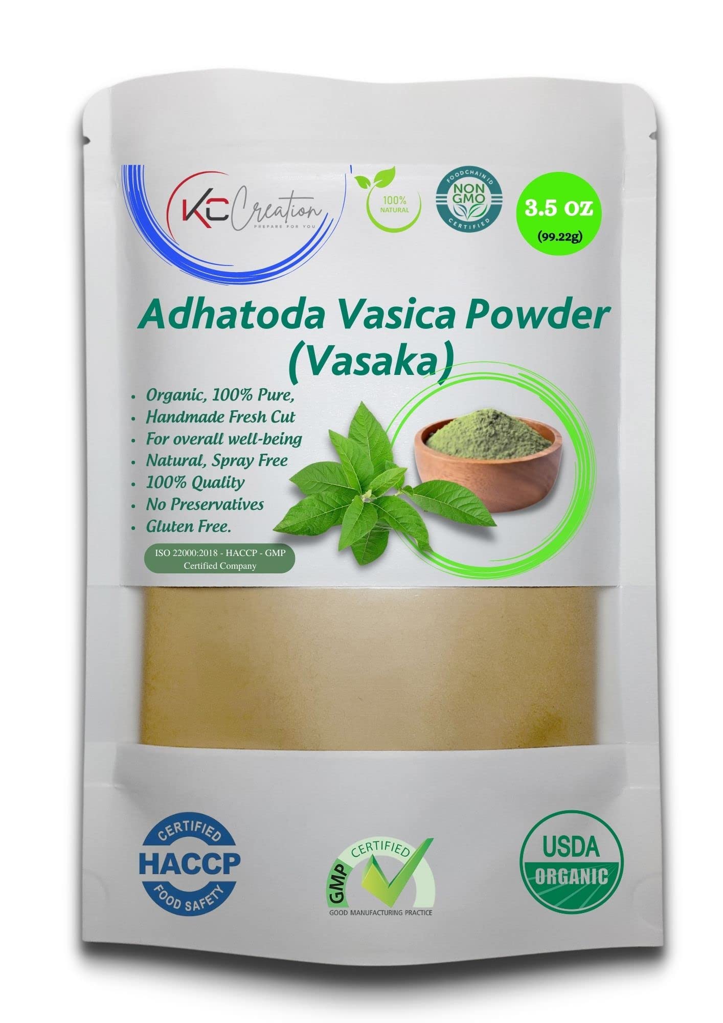 Adhatoda vasika Leaf Powder Indian Pawatta (3.5oz)