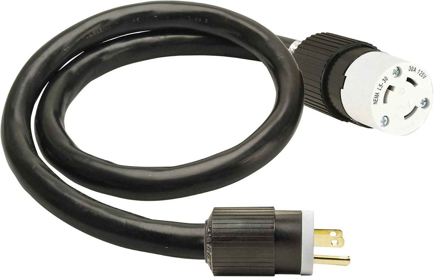 5-15P 3-Pin Male Standard Wall Plug To TT-L5-30R RV Camper Travel Trailer Motor Home Receptacle Outlet Adapter, Electrical Power Cord Connector Twist-Lock Converter FX1564TT