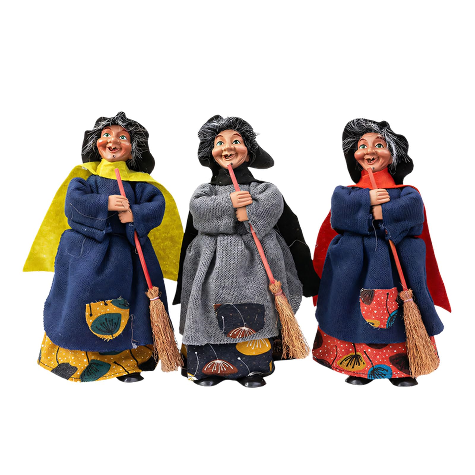 YWLUUOO 3Pcs Festival Witch Ornament Cloth Broom Wizard Figurine Decoration for Shop Window Display Indoor and Outdoor Necromancer Brush Set