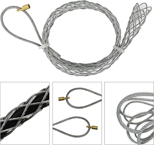 Miniatura 2 de VGongTech Calcetines de agarre de cable con tuerca de 0.197in flexible de malla para ojos, kit de calcetines de cable de tubo de acero galvanizado,