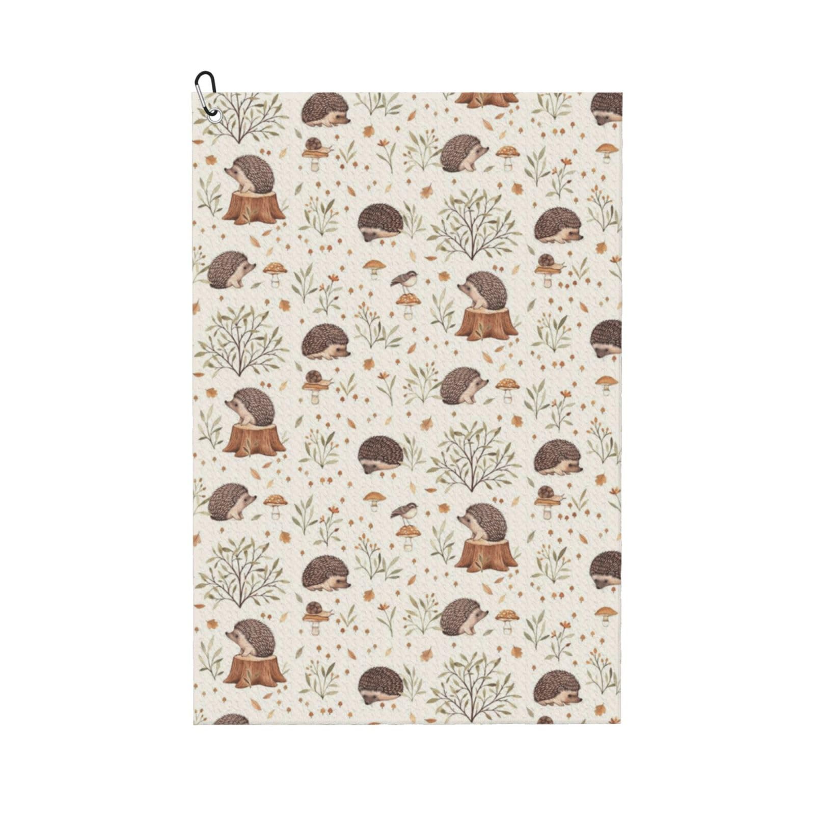 Hnnkloy Meadow Hedgehog, 16x24 in Portable Waffle Golf Towels with Carabiner Clip for Golf Bag