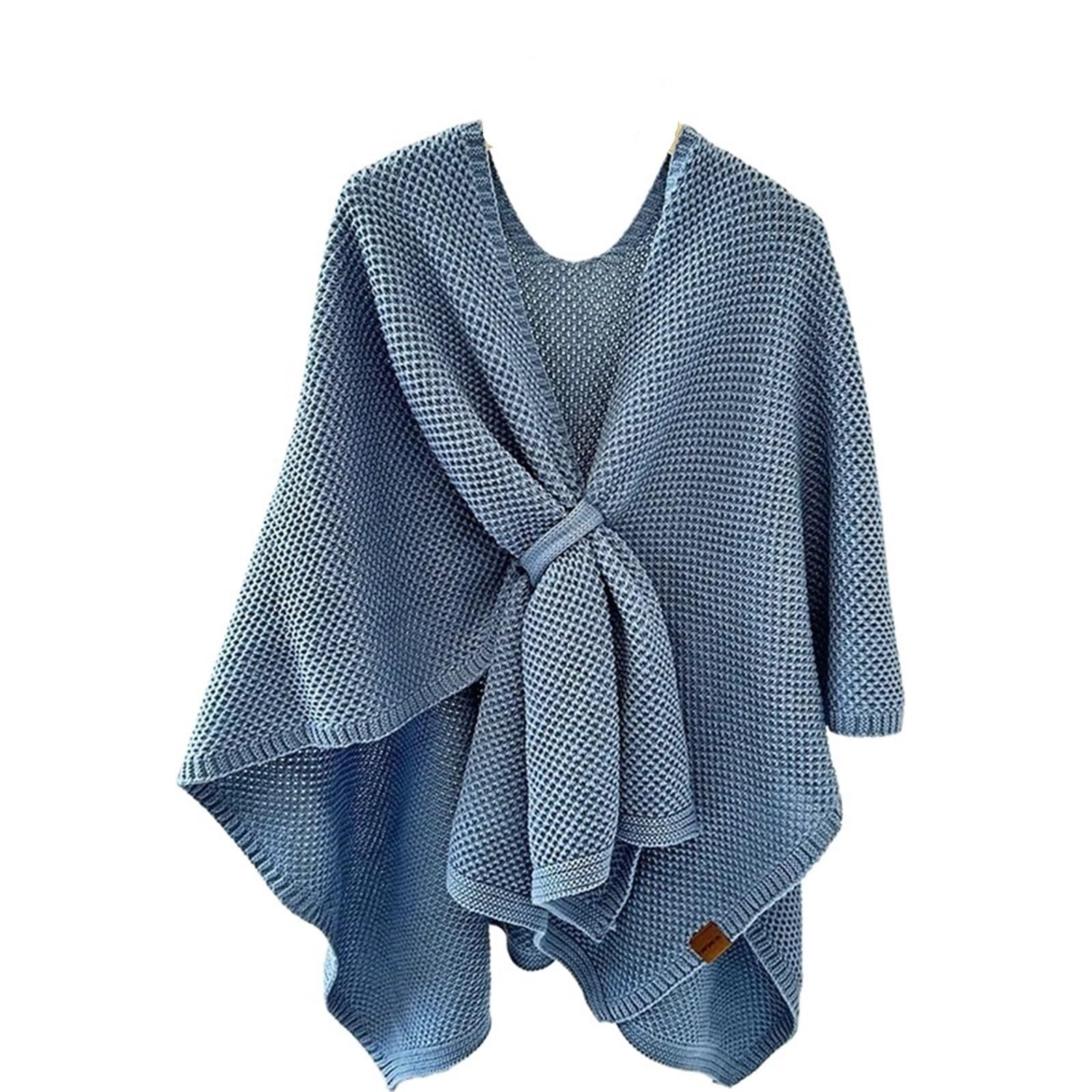 Poncho Donna Poncho Invernale Largo da Donna, Mantello Incrociato, Stile Streetwear, Lavorato a Maglia, Grande Cardigan a Pendolo
