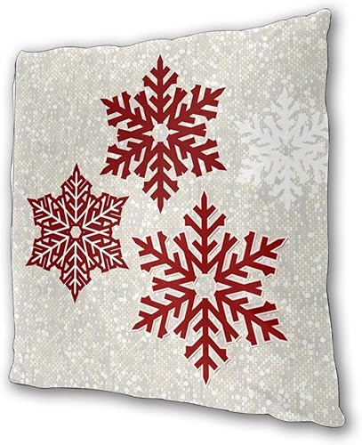 Miniatura 4 de JOOCAR Fundas de almohada navideñas de 20 x 20 pulgadas, paquete de 2 fundas de almohada de copos de nieve rojos de Navidad, fundas de almohada